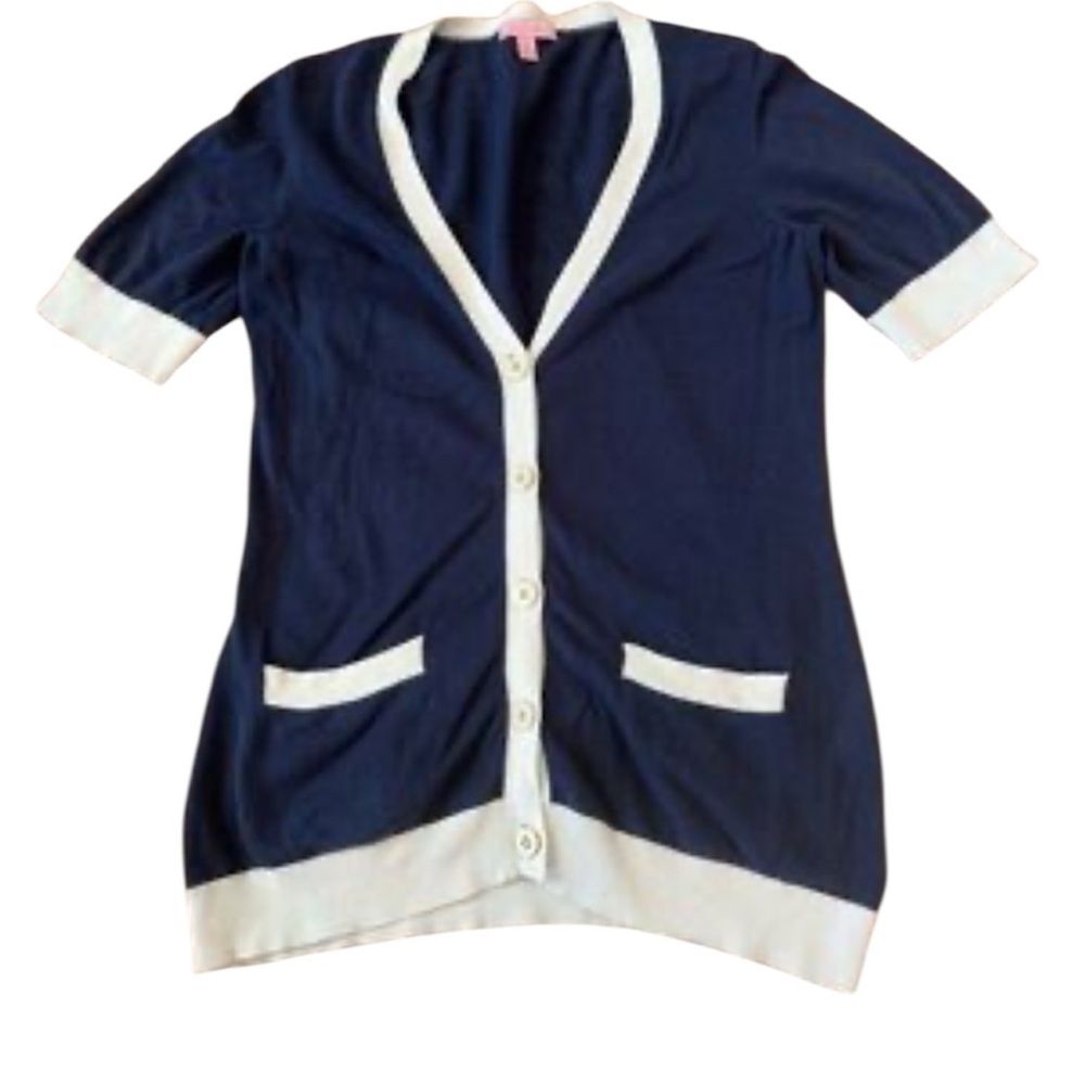 Lilly Pulitzer Sweater Short Sleeve color block Cardigan